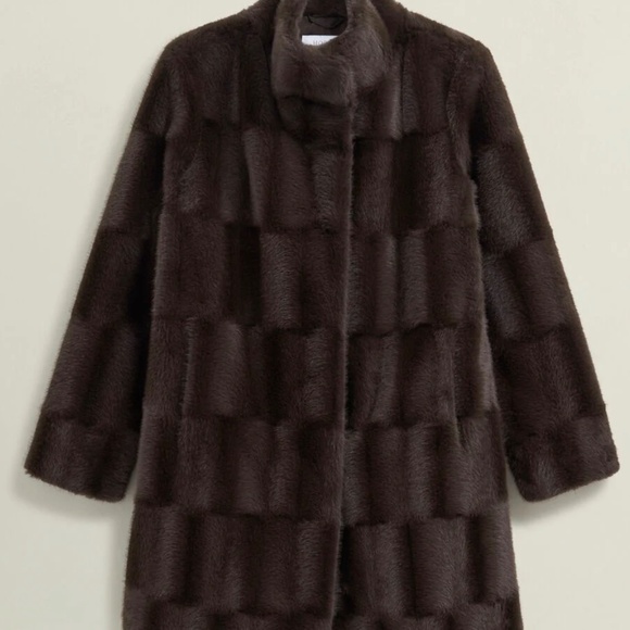 Hobbs London Rosanne Coat Brown FAUX FUR - Picture 3 of 5